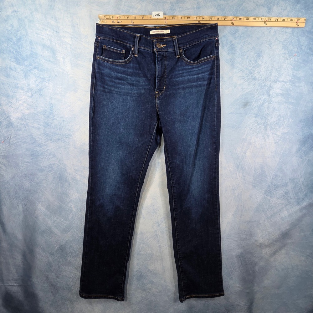 Levis 314 Shaping Straight Jeans Dark Wash Denim Blue W31 L30 Womens